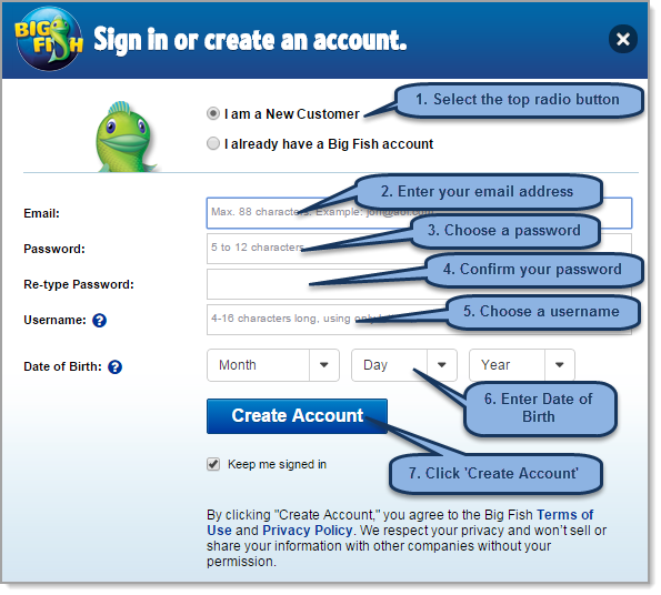 can you create multiple accounts on big fish games to get 2.99 games