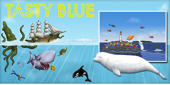tasty blue game online gold fish dolphin and shark