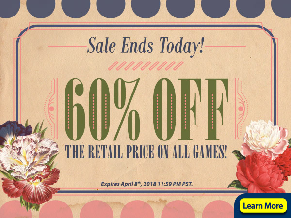 60% Off All Games Ends Today!
